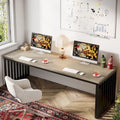 Bureau informatique 2 personnes de 199,9 cm, bureau exécutif en bois pour bureau à domicile