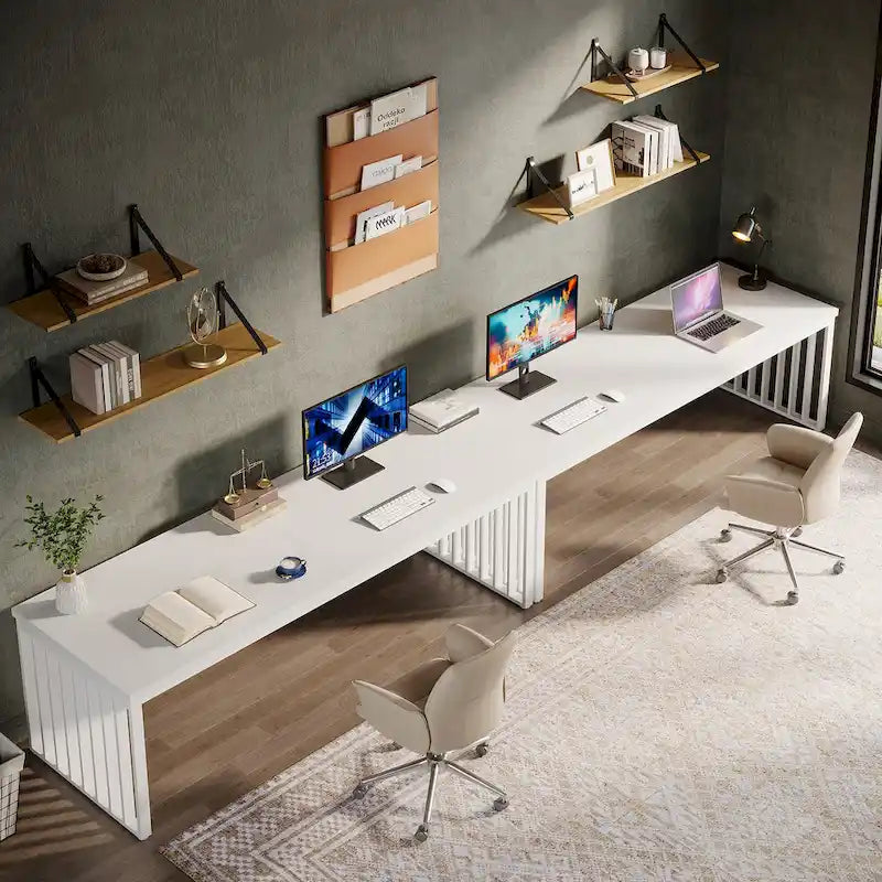 Bureau informatique 2 personnes de 199,9 cm, bureau exécutif en bois pour bureau à domicile
