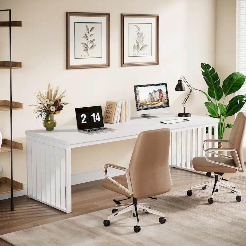 Bureau informatique 2 personnes de 199,9 cm, bureau exécutif en bois pour bureau à domicile