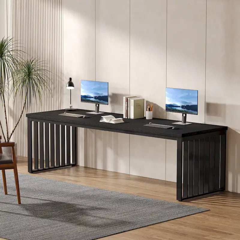 Bureau informatique 2 personnes de 199,9 cm, bureau exécutif en bois pour bureau à domicile