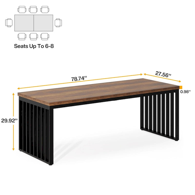 Bureau informatique 2 personnes de 199,9 cm, bureau exécutif en bois pour bureau à domicile