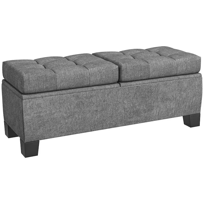 Banc de rangement ottoman, banc de bout de lit rembourré avec cadre en acier, banc de rangement capitonné avec charnières de sécurité