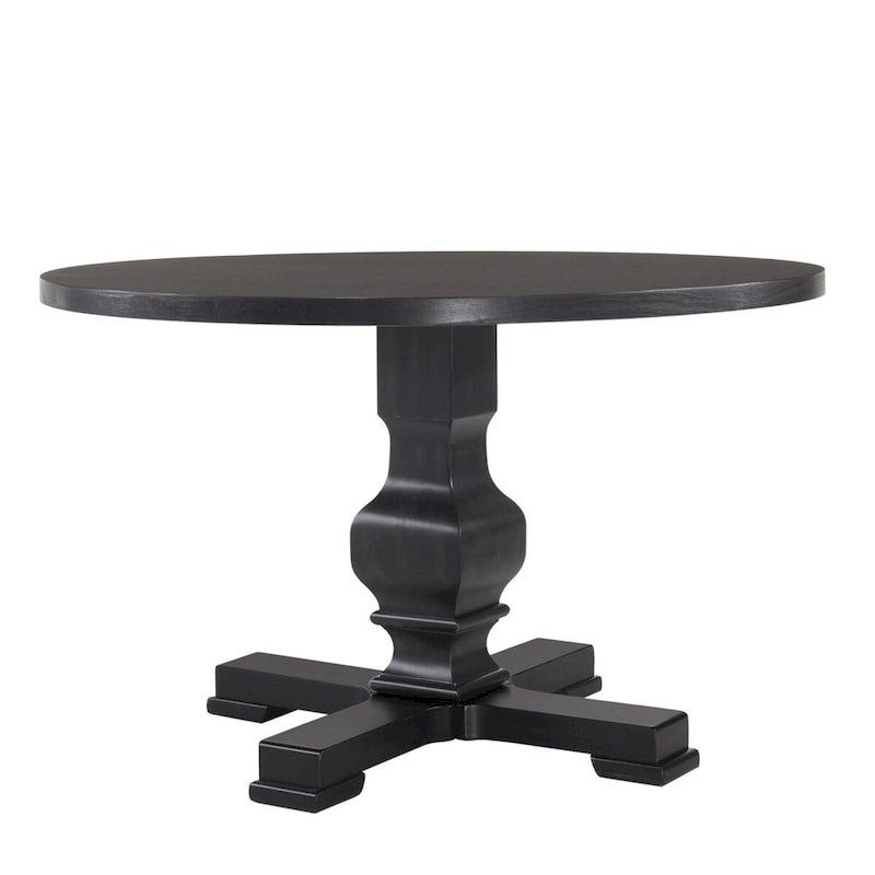 Table de salle à manger avec pied central en bois massif arrondi noir 47 po