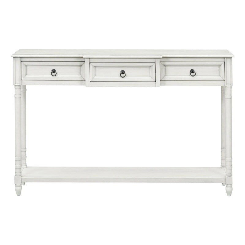 Table console avec tiroirs pour entrée, avec tiroirs saillants et longue étagère