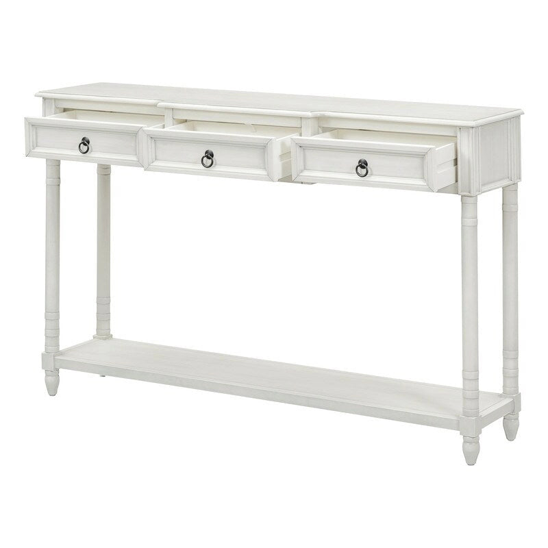 Table console avec tiroirs pour entrée, avec tiroirs saillants et longue étagère