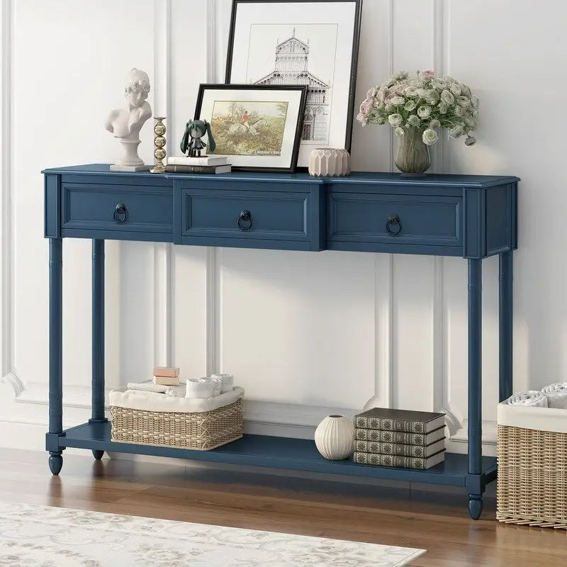 Table console avec tiroirs pour entrée, avec tiroirs saillants et longue étagère