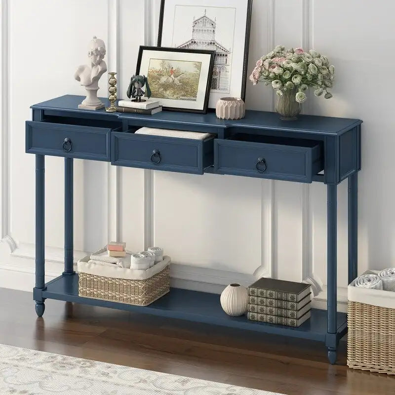 Table console avec tiroirs pour entrée, avec tiroirs saillants et longue étagère