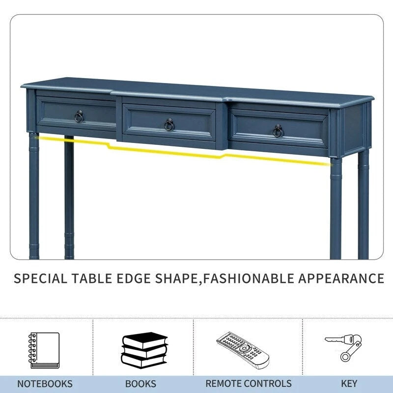 Table console avec tiroirs pour entrée, avec tiroirs saillants et longue étagère