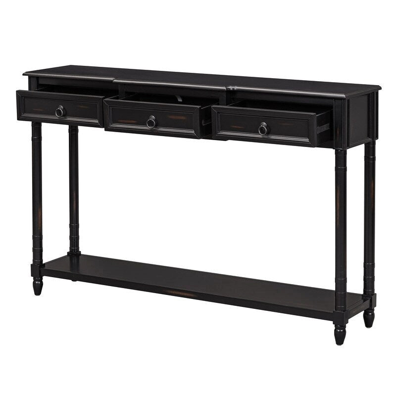 Table console avec tiroirs pour entrée, avec tiroirs saillants et longue étagère