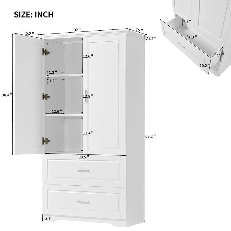 Meuble haut de salle de bain avec deux portes et tiroirs