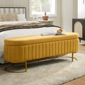 Banc de rangement capitonné Mid-Century Modern avec quadrillage interne et pieds en métal
