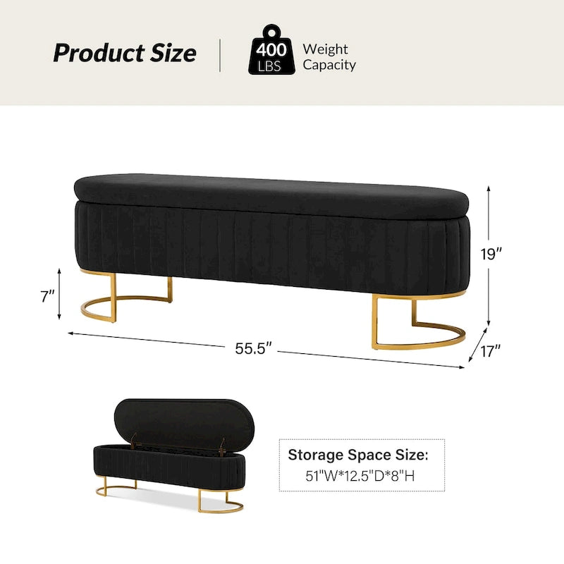 Banc de rangement capitonné Mid-Century Modern avec quadrillage interne et pieds en métal